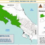 Gráfico informativo de la CNE sobre la declaración de Alerta Verde en 49 cantones de Costa Rica debido al Fenómeno de El Niño